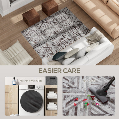 Modern Area Rug, Triangle Pattern Non-Slip Washable Rug, Chenille Floor Carpet for Living Room, Bedroom, Dining Room