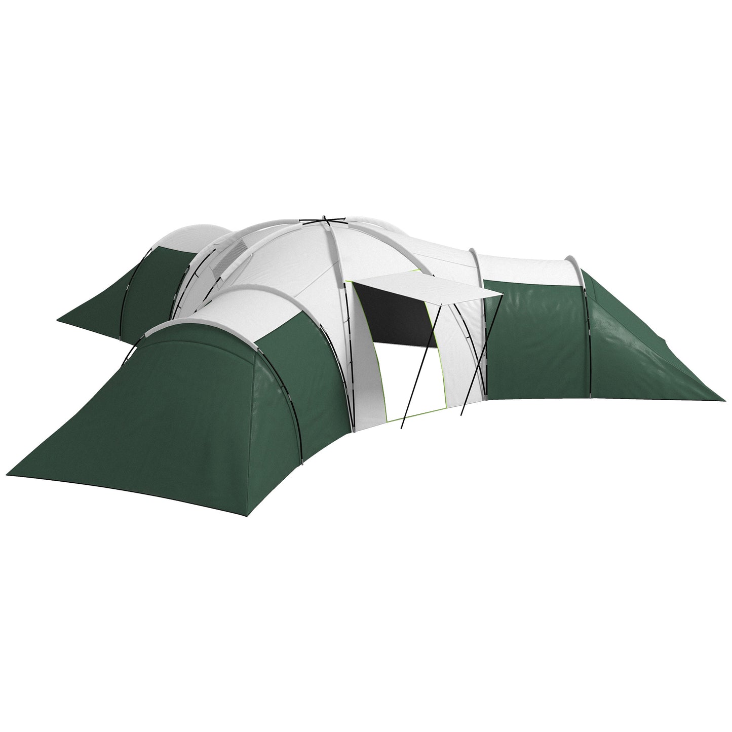 6-9 Man Tent with Bedrooms and Living Room, Accessories Included, Green