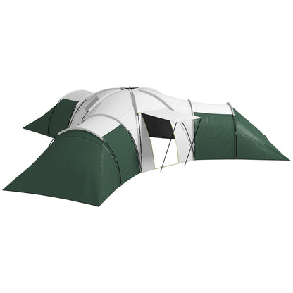 6-9 Man Tent with Bedrooms and Living Room, Accessories Included, Green