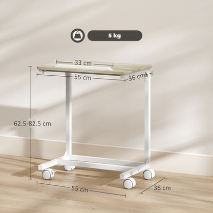 C-Shaped Sofa Side Table, Height Adjustable Overbed Table with Tilting Desktop, Mobile Laptop Desk for Living Room Bedroom