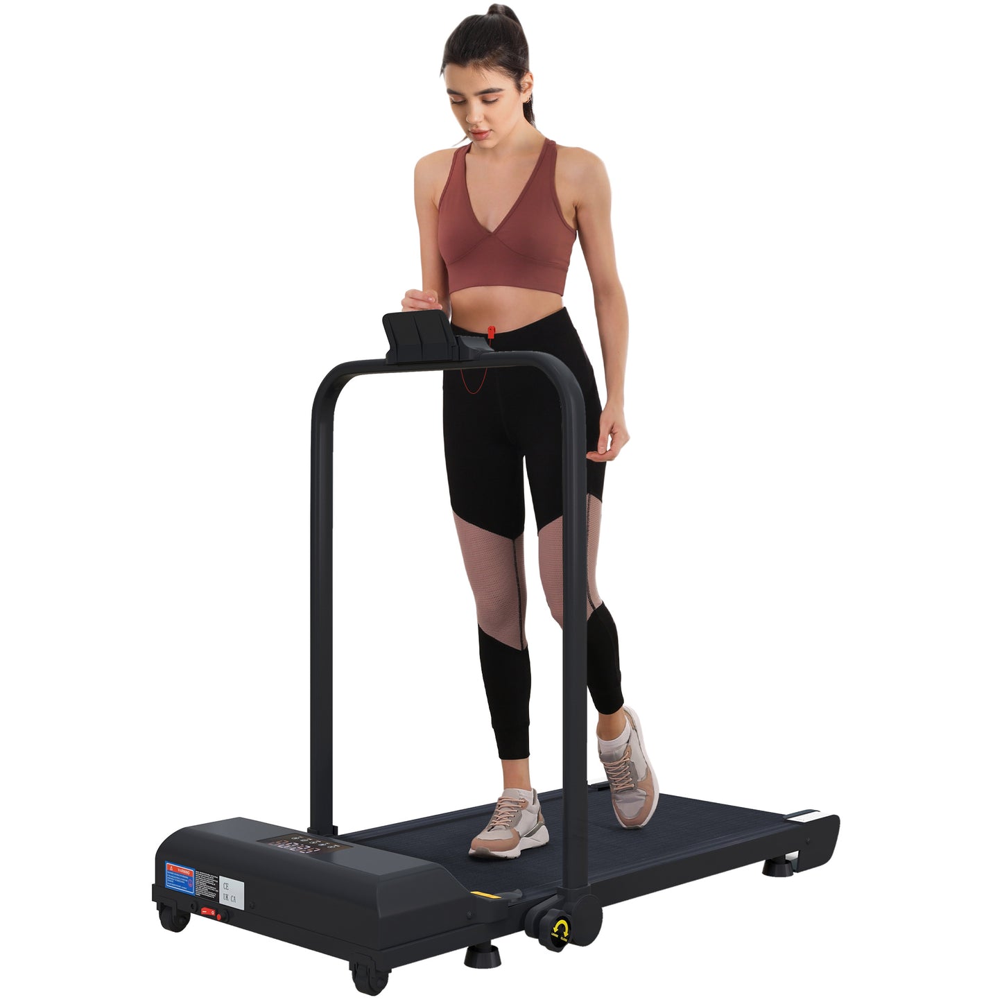 Walking Pad Treadmill, Folding Under Desk Treadmill, 1-10km/h, with Remote Control, Black