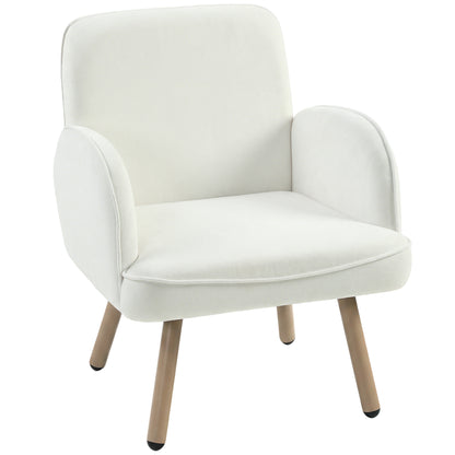 Lounge Chair Velvet Upholstered Armchair with Spring Cushion for Living Room Bedroom Cream White