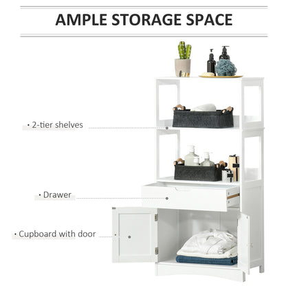 Bathroom Floor Cabinet, Free Standing Kitchen Cupboard with Shelves, Drawer and Doors, Storage Organizer for Living Room