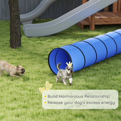 Dog Tunnel, 300 x 50 cm, Foldable Play Tunnel with 4 Pegs and Bag, Tear-Resistant Outdoor Dog Agility Equipment, Blue