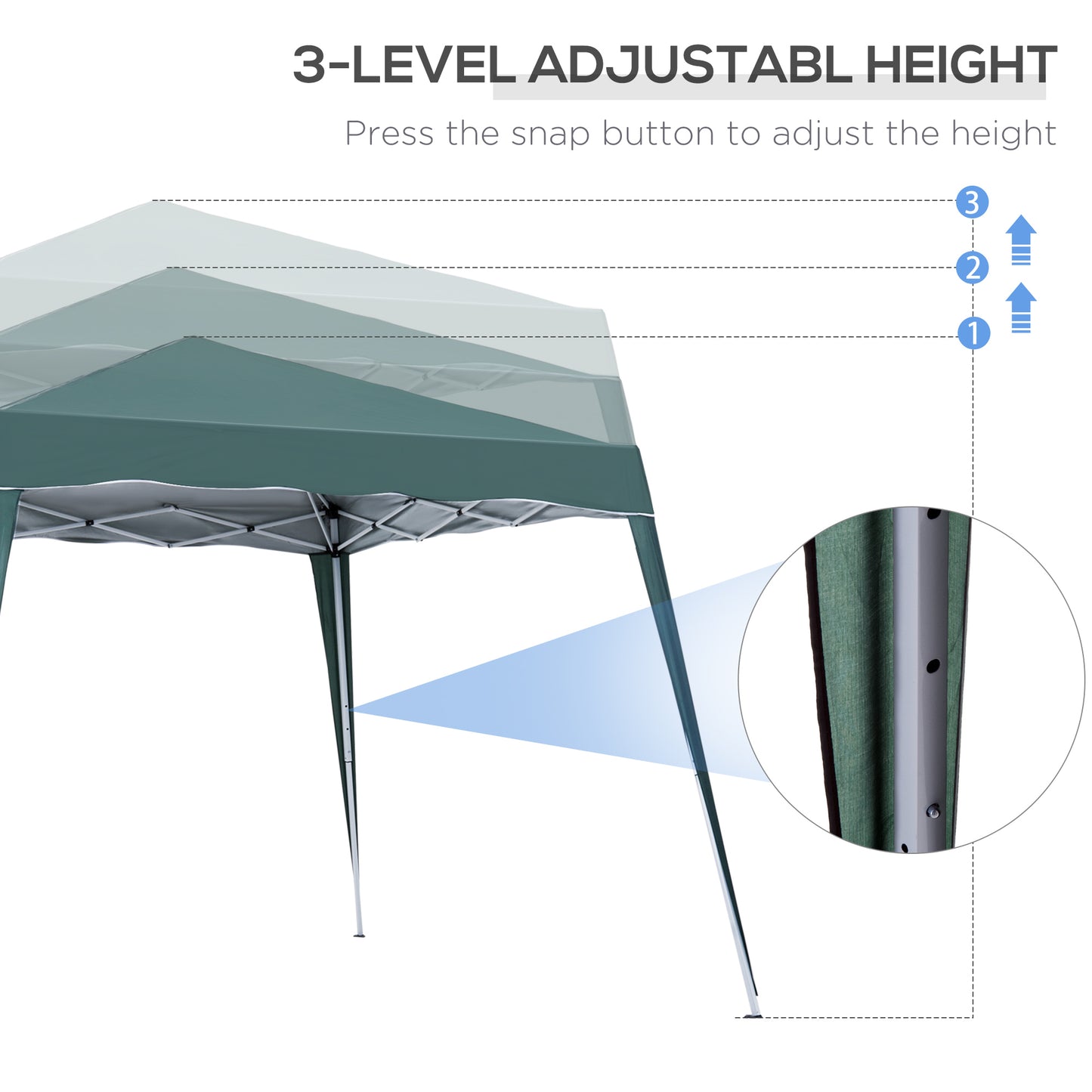 3 M x 3 M Base/ 2.5 M x 2.5 M Top Pop Up Gazebo with Carry Bag