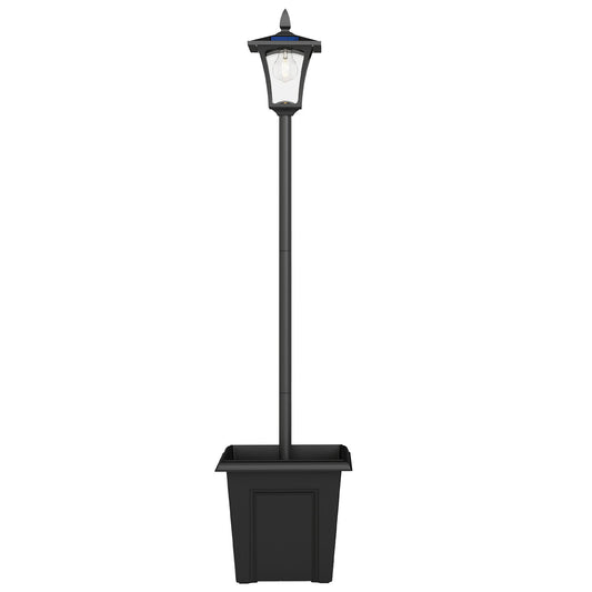 Garden Solar Lamp Post Light, Waterproof LED Solar Light Post with Planter, Black