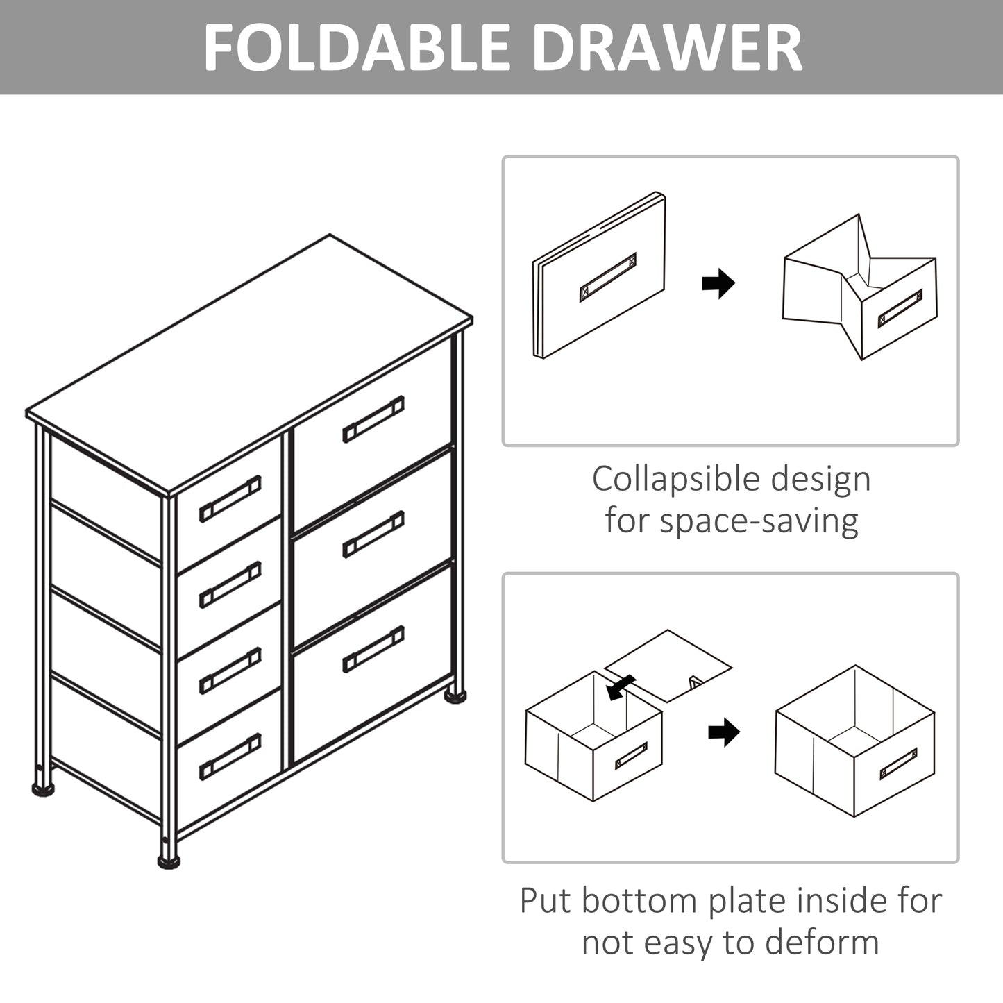 Chest of Drawers with 7 Drawers, Fabric Drawers with Large Storage Space, Drawers Dresser with Metal Frame