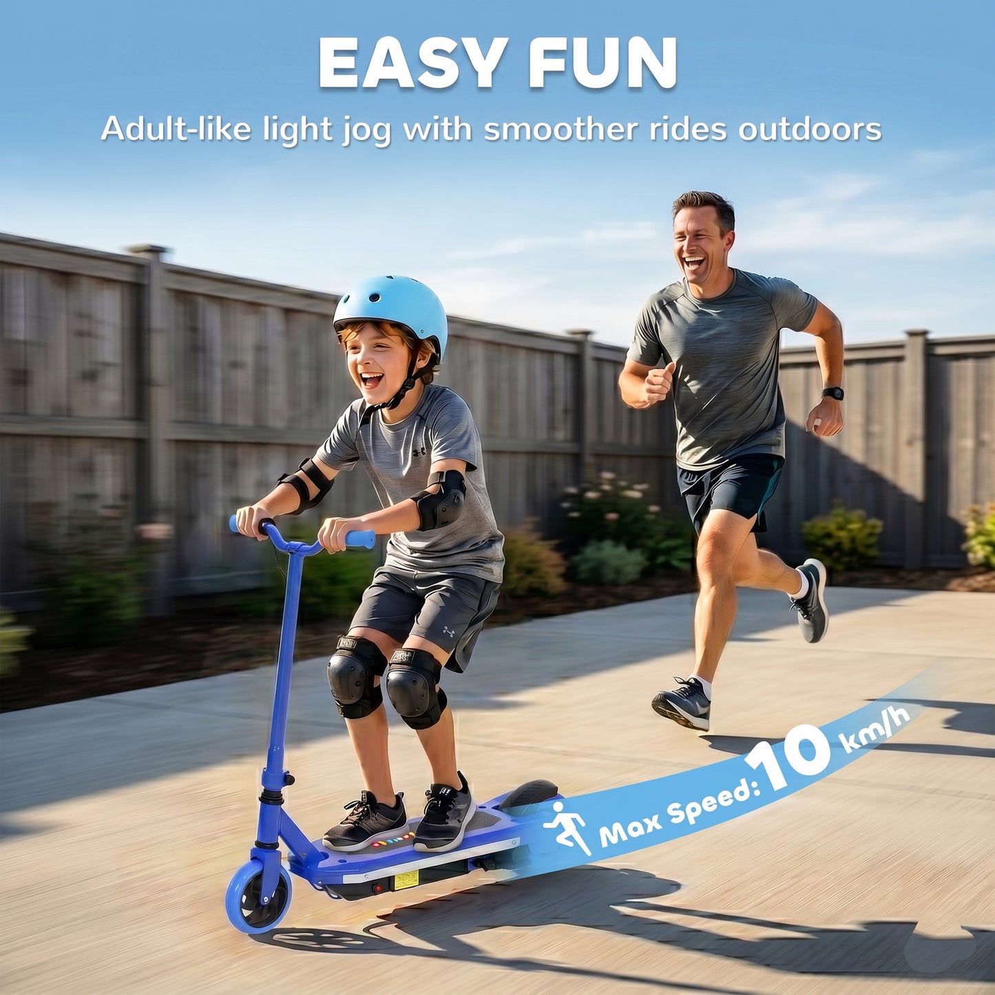 Electric Scooter for Kids 6-14 Years, with Colourful Lights, Blue