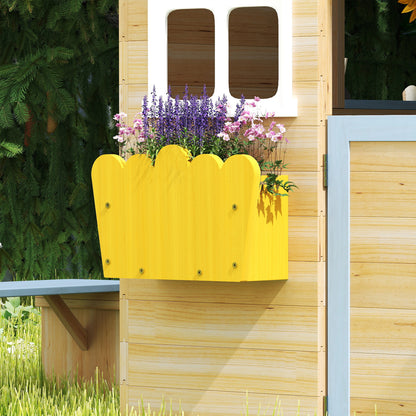 Wooden Playhouse, Wendy House with Door, Bench, Flowerpot Holder, for Ages 3-7 Years, Blue