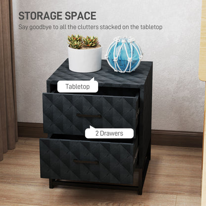 Bedside Tables Set of 2, Modern Bedside Table Nightstand with 2 Drawers, Bedside Cabinet Sofa Side Table with Storage