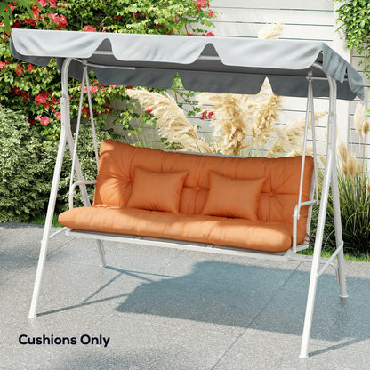 Outdoor Seat Cushions Back Cushion with 2 Pillows, Water Repellent Seat Pads for 3-Seater Chair, Orange