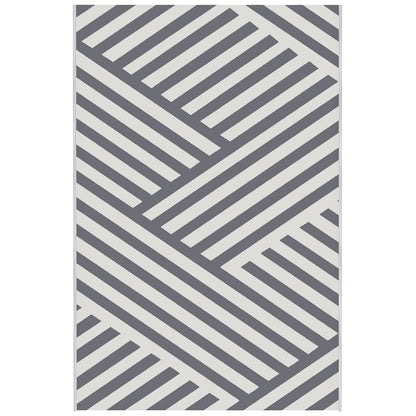 Plastic Straw Reversible RV Outdoor Rug with Carry Bag, 182 x 274cm, Grey and Cream
