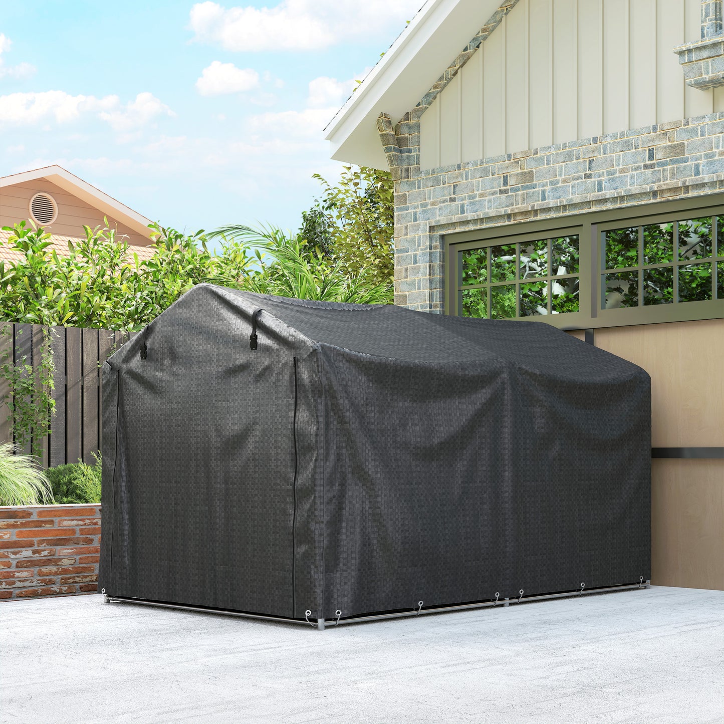 2.2 x 1.6 m Garden Storage Tent, Waterproof Anti-UV Bike Tent with Roll-up Zipper Door