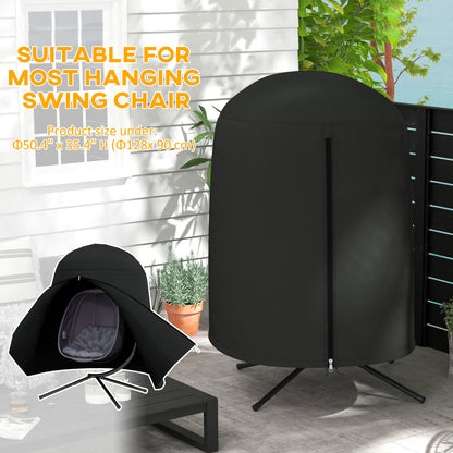 190 x Φ128cm Hanging Egg Chair Furniture Cover - Black