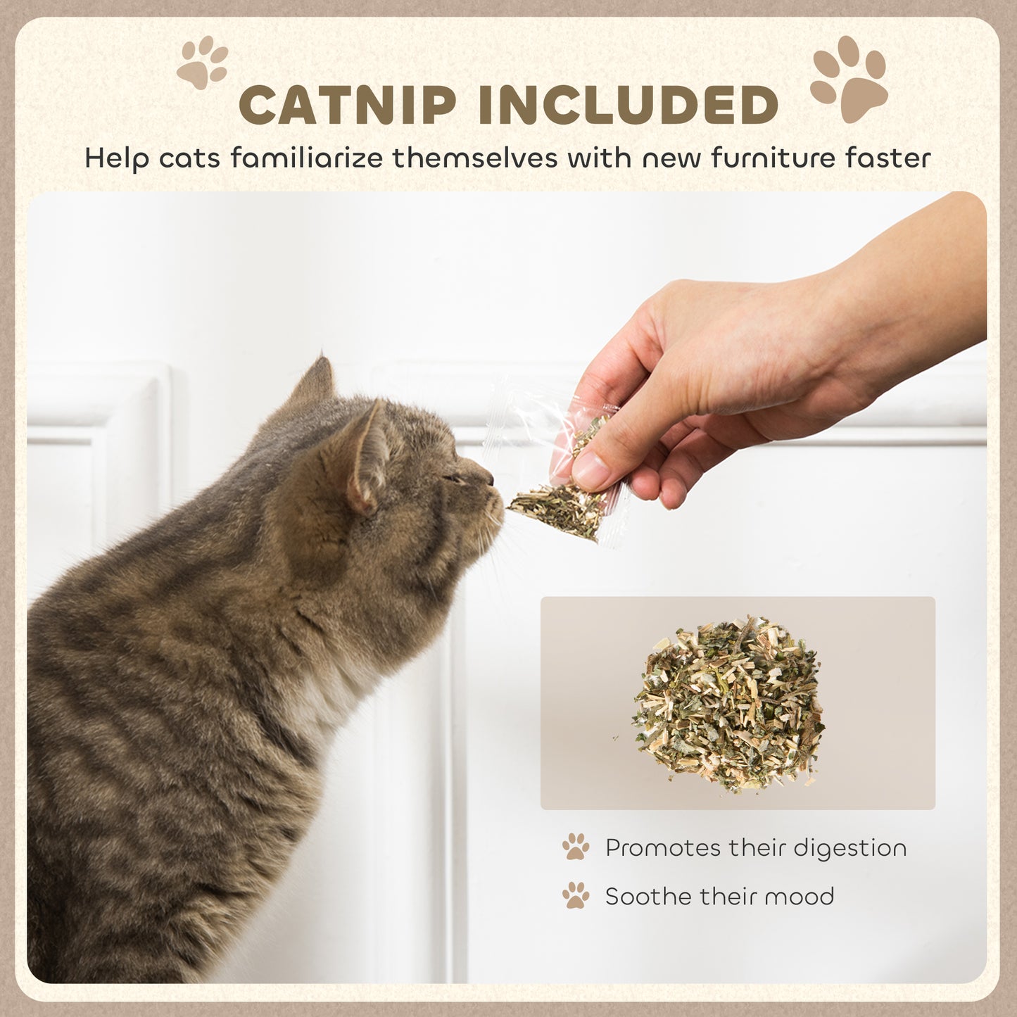 2-in-1 Cat Scratcher with Catnip for Indoor Cats, 29.5 x 56 x 26cm, Brown
