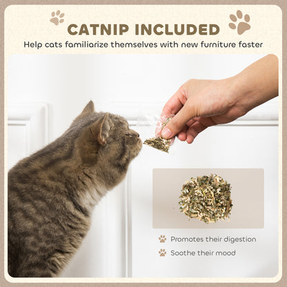 2-in-1 Cat Scratcher with Catnip for Indoor Cats, 29.5 x 56 x 26cm, Brown