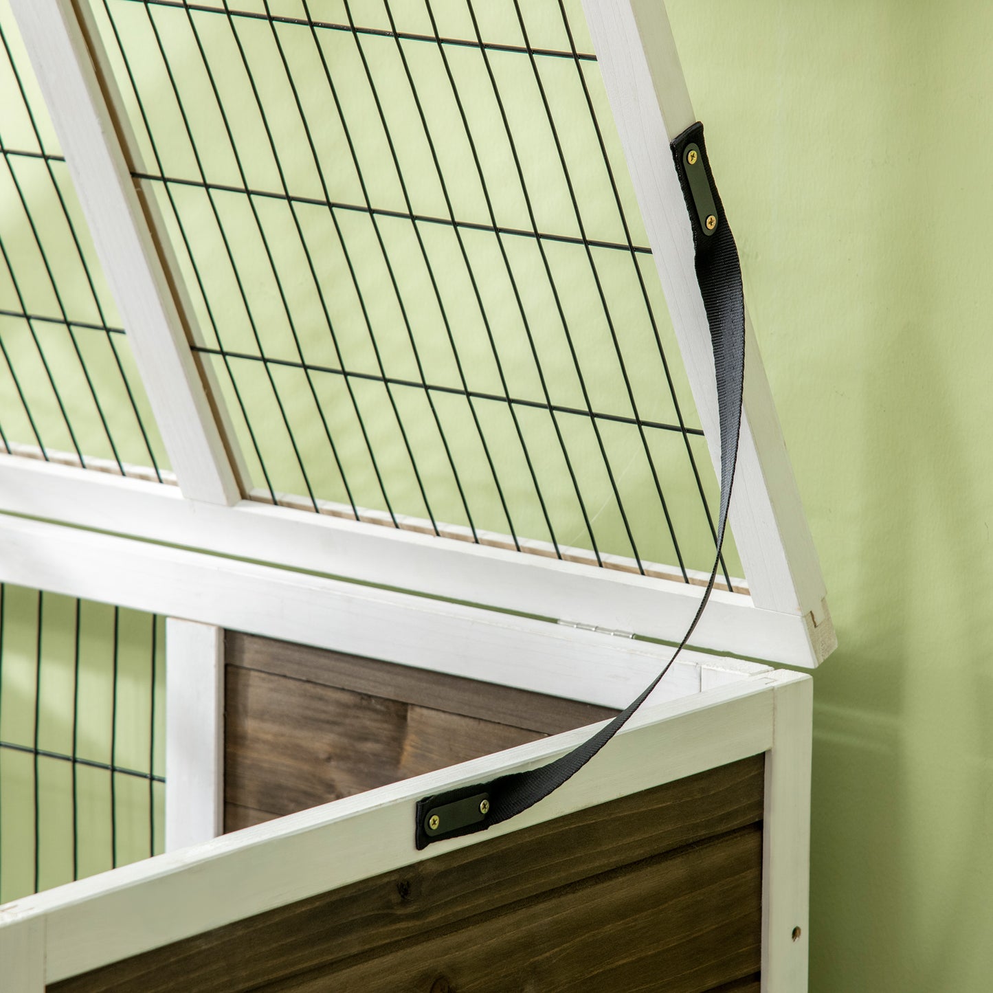 Wooden Rabbit Hutch, Guinea Pig Cage, with Removable Tray, Openable Roof