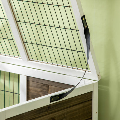 Wooden Rabbit Hutch, Guinea Pig Cage, with Removable Tray, Openable Roof
