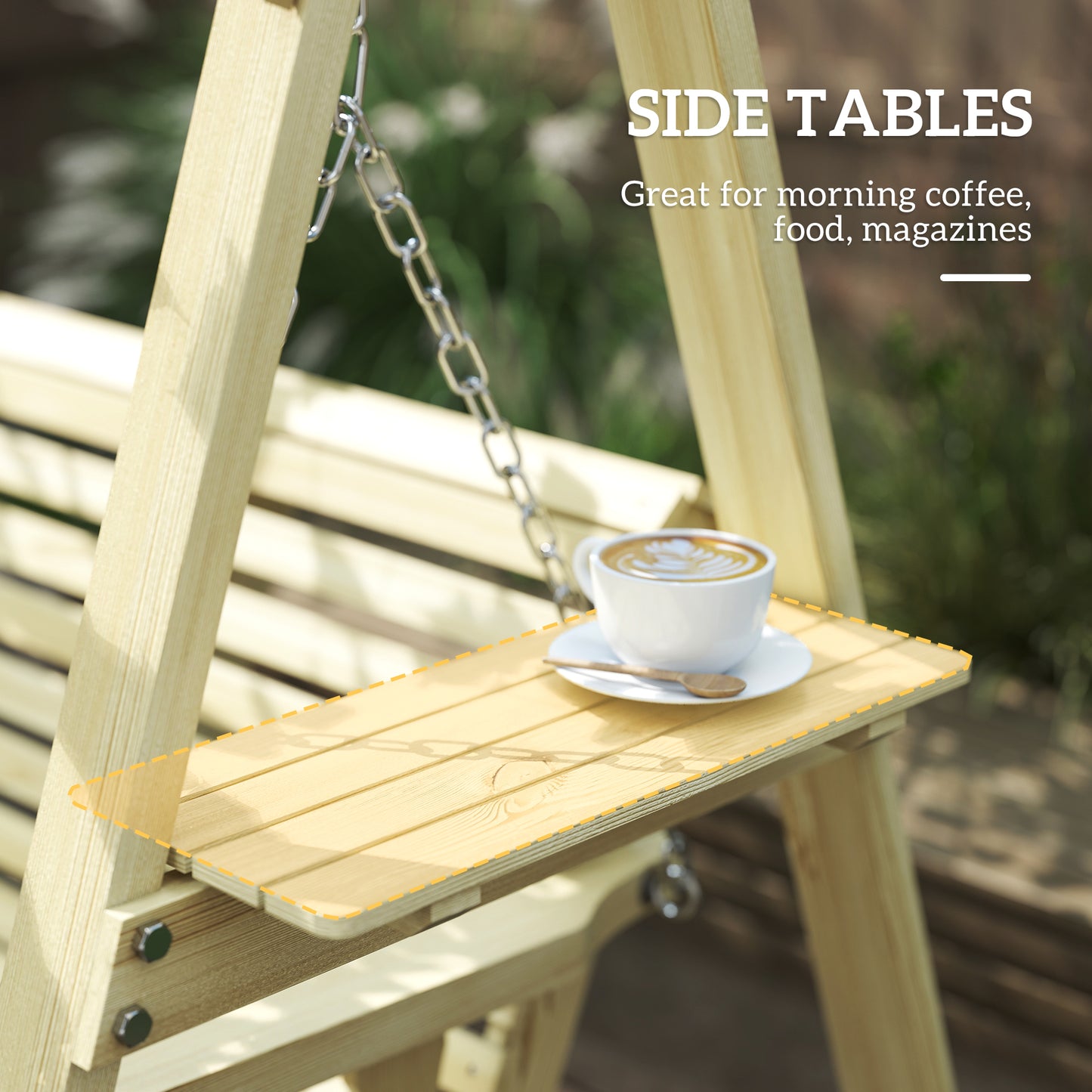 Three-Seater Wooden Swing Bench