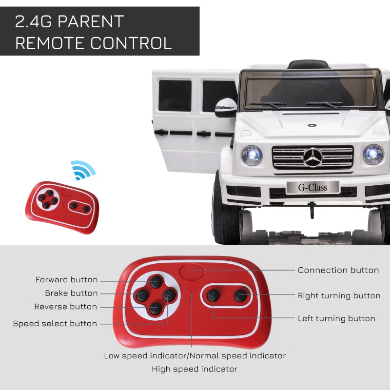 G-Wagon - 12V Kids Electric Ride On Car Toy w/ Remote Control - White