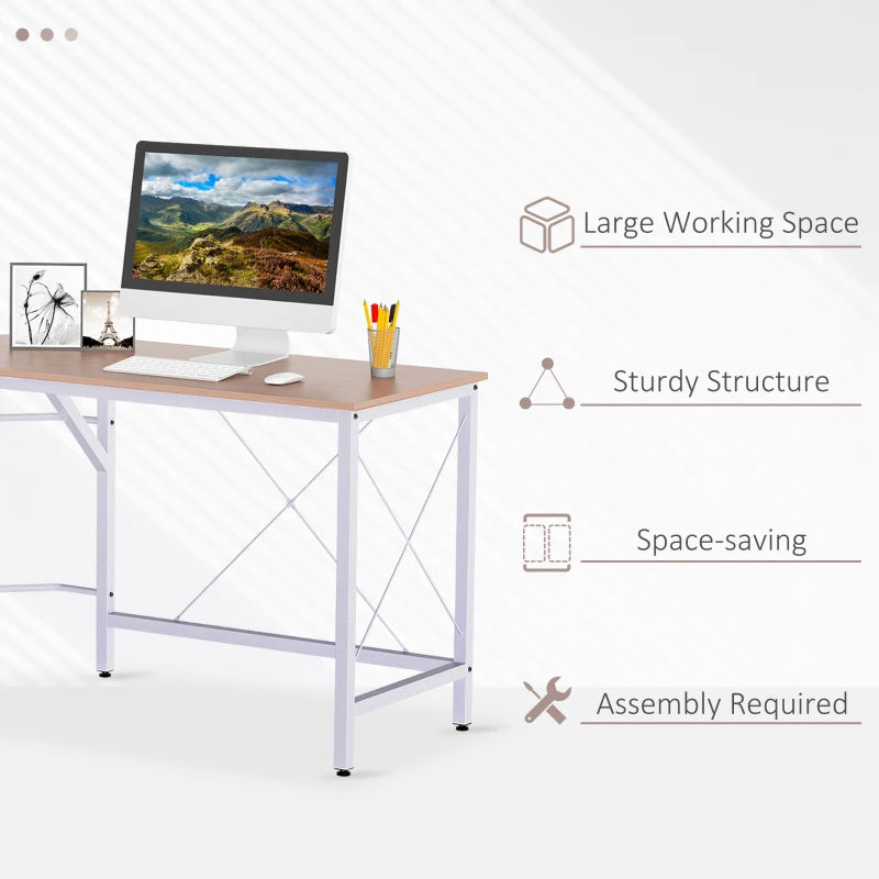 L-Shaped Corner Desk, Computer Desk for Home Office - Wooden / White