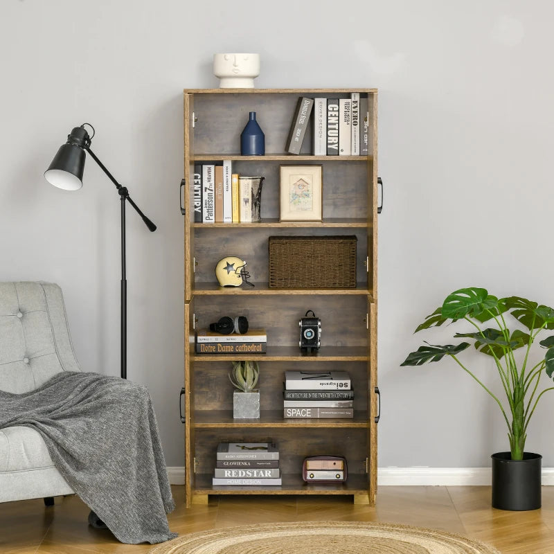 Farmhouse Style 4-Door Storage Cabinet with 6-Tier Shelving