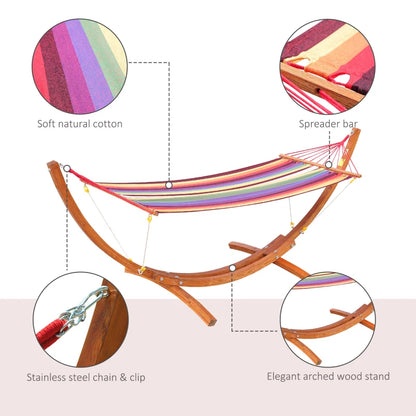 Hammock with Arc Wood Frame Stand and Safety Ropes