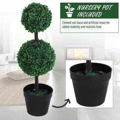 Set of 2 - Small - 2-Ball Boxwood Topiary - Indoor / Outdoor - 67cm