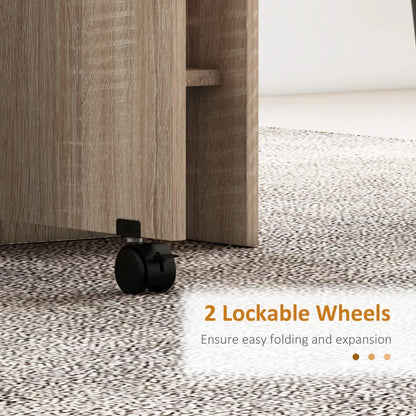 Foldaway Drop Leaf Dining Table with 2-Tier Shelving - Natural Wood Finish