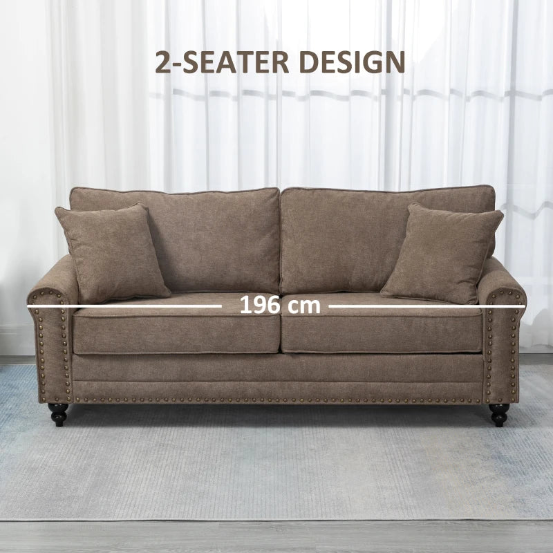 3-Seater Sofa with Nailhead Trim Armrest Design, Cushions and Pillows