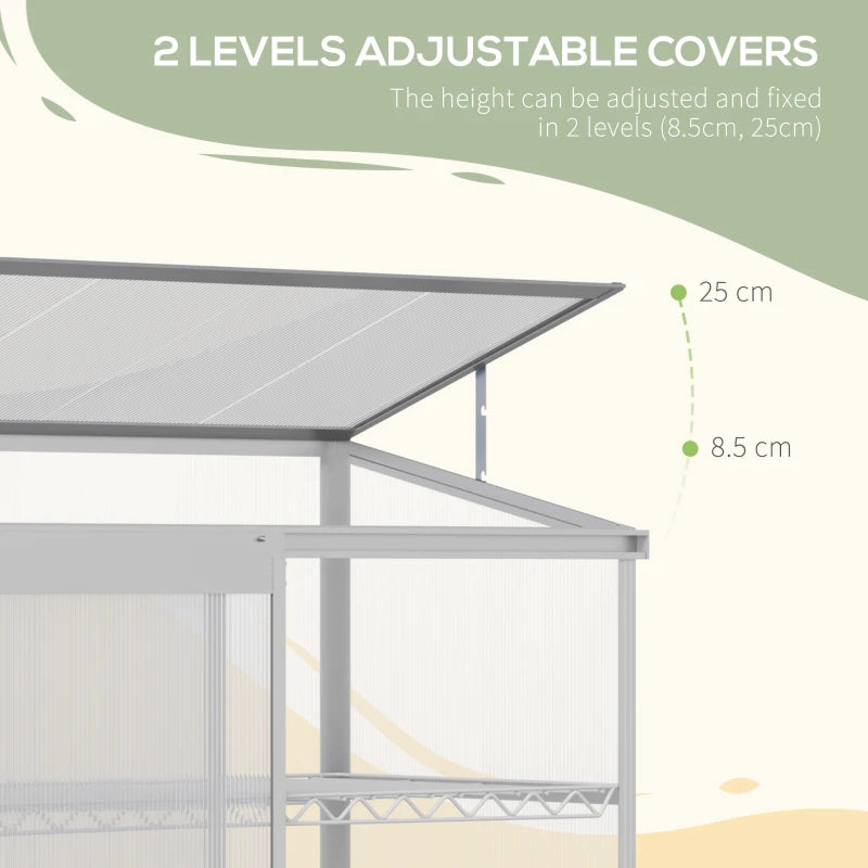 3-Tier - Polycarbonate Greenhouse with Openable Roof and Sliding Door