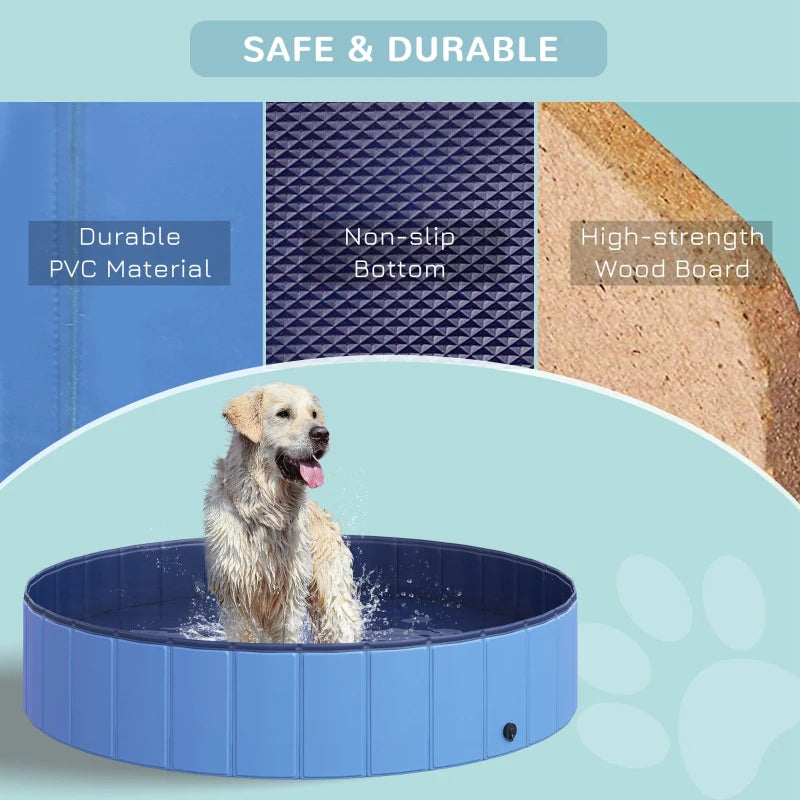 Dog / Pet Foldable Paddling Pool - Multi-Use - Bath/Grooming Tub, Sandbox, Ball Pit, Paddling Pool - Blue