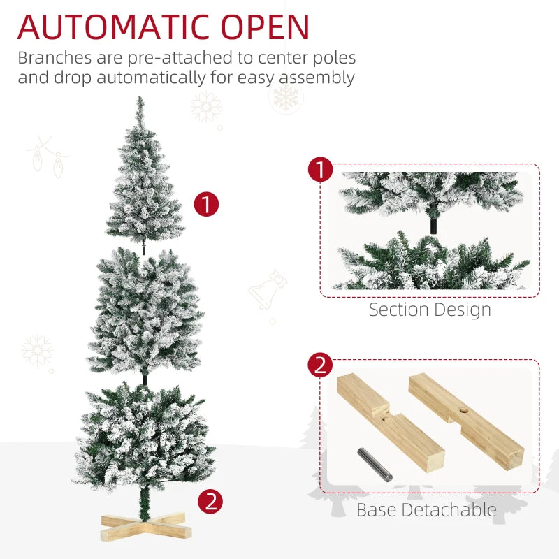 6ft - Slimline Snow Style Christmas Tree with Wooden Base Included