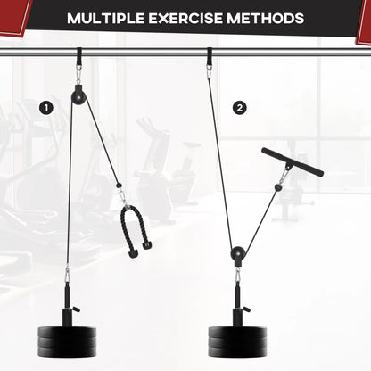 Mountable Cable Machine Pulley System with 2x 5kg Weights and 2x Handle Attachments