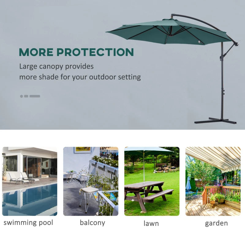 Cantilever Hanging Banana Parasol Umbrella - Green