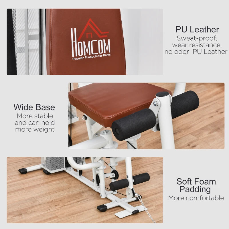 Multi-Function Home Gym Power Tower - Flys, Low Pull, Chest Press, Leg Curl and Lat Pull Down - White