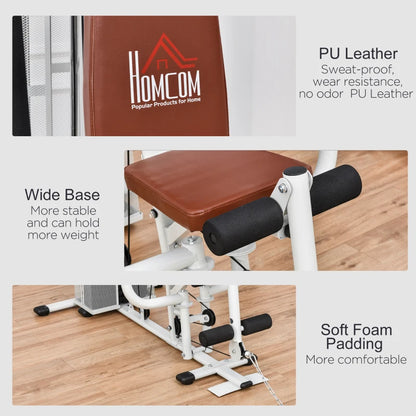 Multi-Function Home Gym Power Tower - Flys, Low Pull, Chest Press, Leg Curl and Lat Pull Down - White