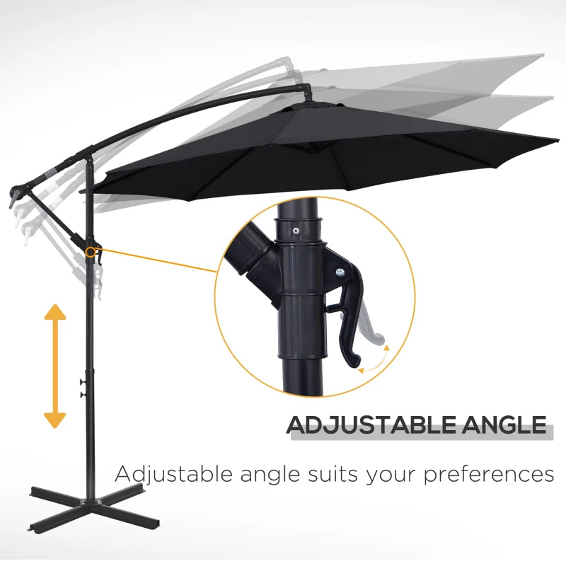 Cantilever Hanging Banana Parasol Umbrella - Black