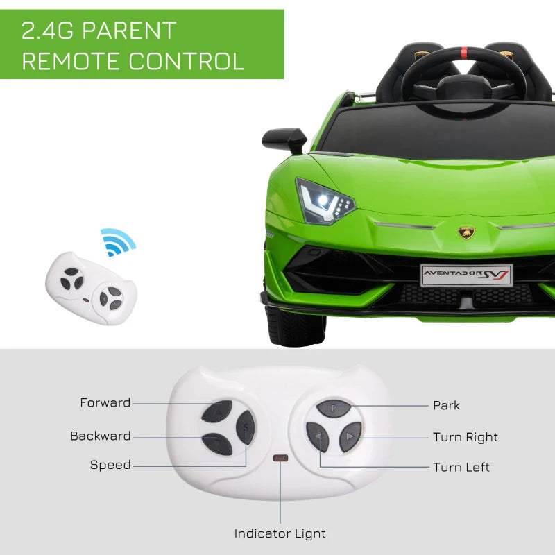 12V Kids Electric Ride On Car Racing Car Toy with Parental Remote Control, Music and Lights - Green