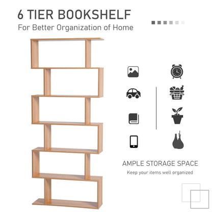 Wooden S Shape Storage Shelf / Bookcase Shelving - Wood Effect / Brown