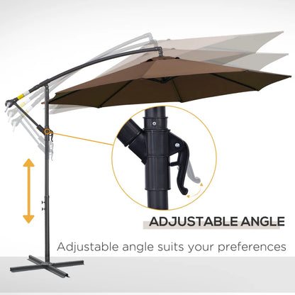 Cantilever Hanging Banana Parasol Umbrella - Brown