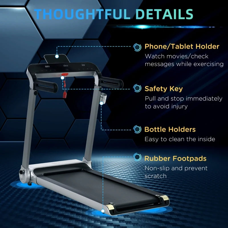 15km/h - Treadmill with 6-Level Speed Shortcuts, LED Monitor, USB Port and Phone / Drinks Holder