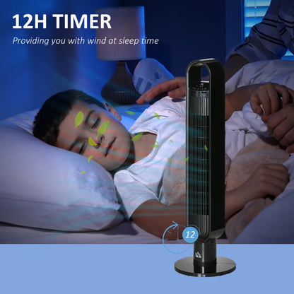 39" Freestanding Oscillating Tower Fan with 3 Speed Modes, 12hr Timer and Remote Control - Black