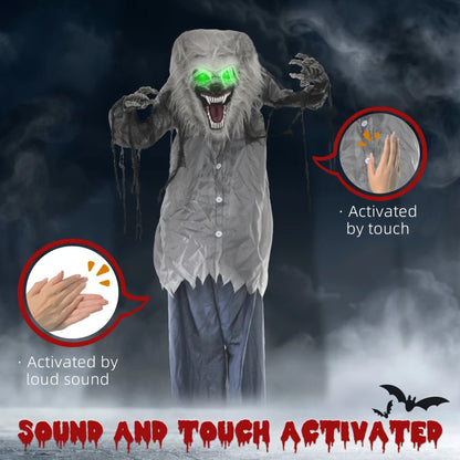 210cm - Skeleton Werewolf Halloween Decoration with Sound Effect and Light Up Eyes