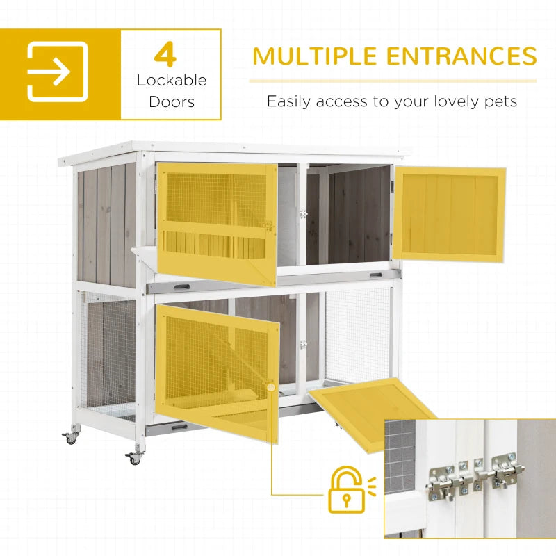 Portable - 2-Story Villa Style Rabbit Hutch with Rain Cover Included