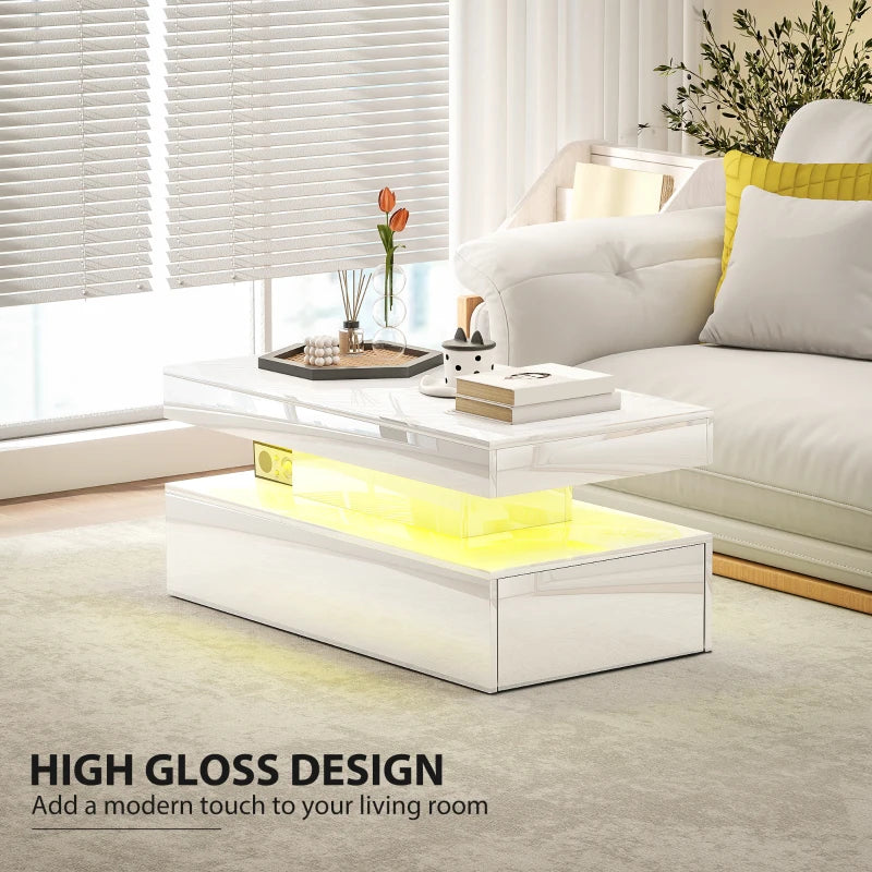LED - Coffee Table with Storage Compartment