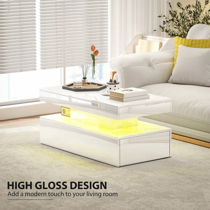 LED - Coffee Table with Storage Compartment