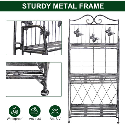 Metal Butterfly Style Freestanding Plant Stand / Flower Rack