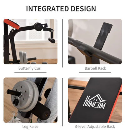 Multi-Functional - Adjustable Weight Bench with Leg Developer and Barbell Rack (Barbell & Weights not Included)