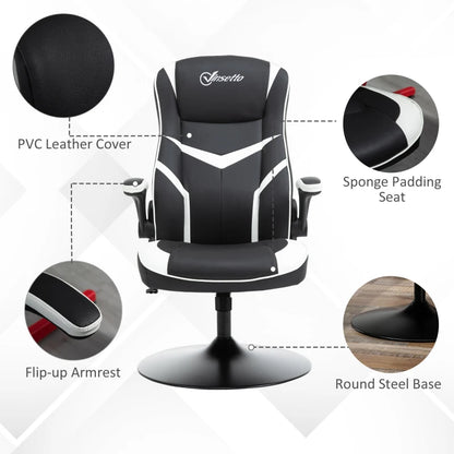 Ergonomic Swivel Gaming Computer Chair with Adjustable Height - Black / White